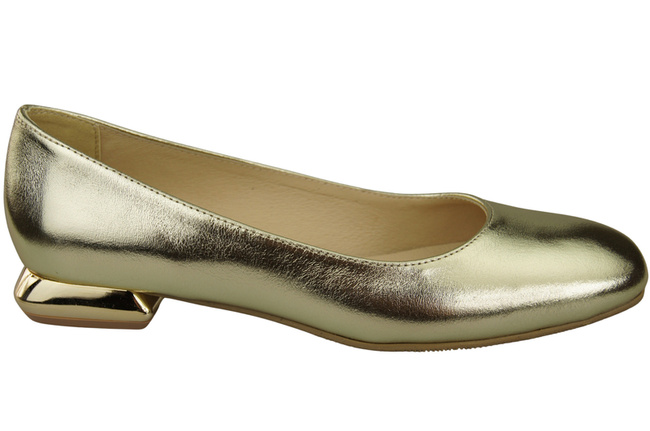 Flache Frauen Schuhe Gold Dekorative Ferse Naturleder 209 ElitaBut