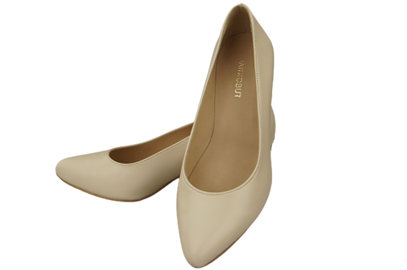 Damenschuhe Beige Pumps Naturleder mit Zierabsatz 157 ElitaBut