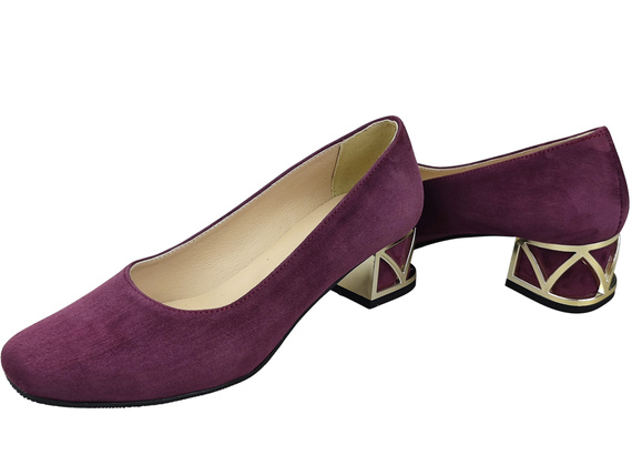 Bequeme Damenschuhe Burgund Pumps mit dekorativem Absatz Natürliches Wildleder 219 von ElitaBut