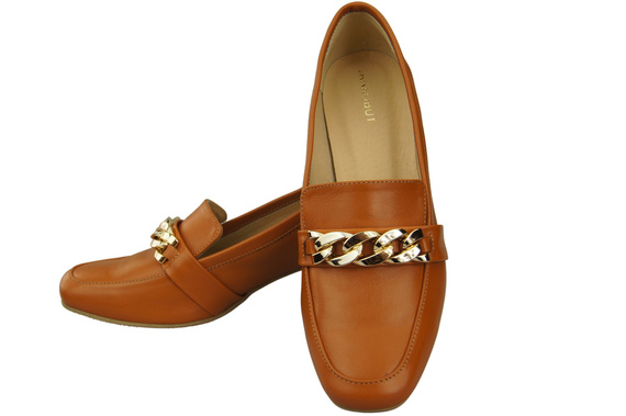 Damenschuhe mit Zierkette Pumps Mokassins Naturleder 193 Rot ElitaBut