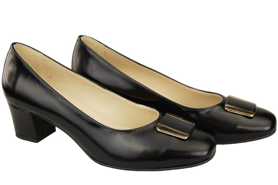 Damenschuhe Pumps Naturleder 187 Schwarz Glänzend ElitaBut