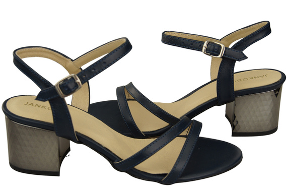 Damenschuhe Marineblaues Naturleder 197 Sandalen, die den Fuß sinnlich enthüllen ElitaBut