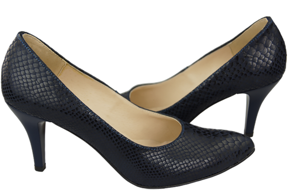 Damenschuhe Pumps Marineblau Schlangenmotiv Naturleder 150 ElitaBut