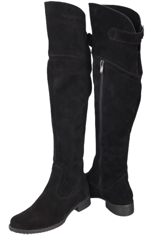 Schuhe Damenstiefel Stiefel Overknee-Stiefel, Naturleder, Velours, Schwarz 154 ElitaBut