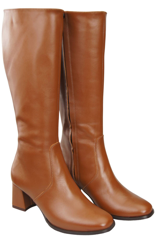 Bequeme Damen Braun Niedrig Absatz Stiefel Naturleder 212 ElitaBut