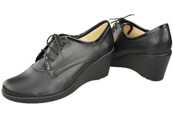 Damenschuhe mit Keilabsatz, Naturleder, Schwarz 181 ElitaBut