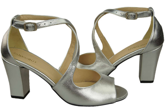 Damenschuhe Silberne Sandalen, Naturleder 186 ElitaBut