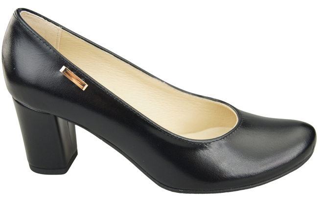 Klassische Damen Schwarz glänzend Leder Mandel Nase Pumps 201 ElitaBut