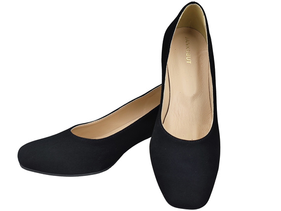 Bequeme Damenschuhe Schwarze Pumps mit dekorativem Absatz Natürliches Wildleder 219 von ElitaBut