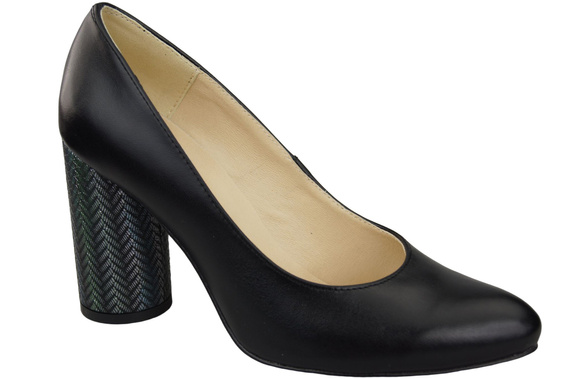 Damenschuhe Pumps Schwarz Naturleder Bunter Zierabsatz 194 ElitaBut