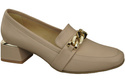 Damenschuhe mit Zierkette Pumps Mokassins Naturleder 193 Cappuccino Bright ElitaBut