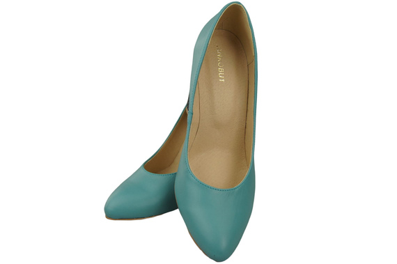 Damenschuhe Türkise Pumps Naturleder Bunter Zierabsatz 194 ElitaBut