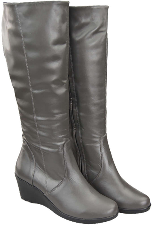 Damenschuhe Keilstiefel, Naturleder, Graphit 177 ElitaBut