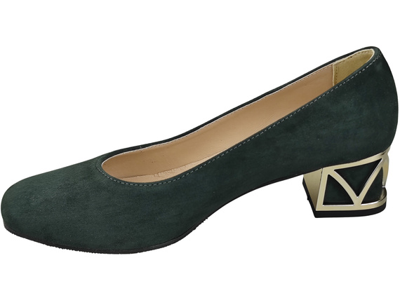 Bequeme Damenschuhe Graphit Pumps mit dekorativem Absatz Natürliches Wildleder 219 von ElitaBut