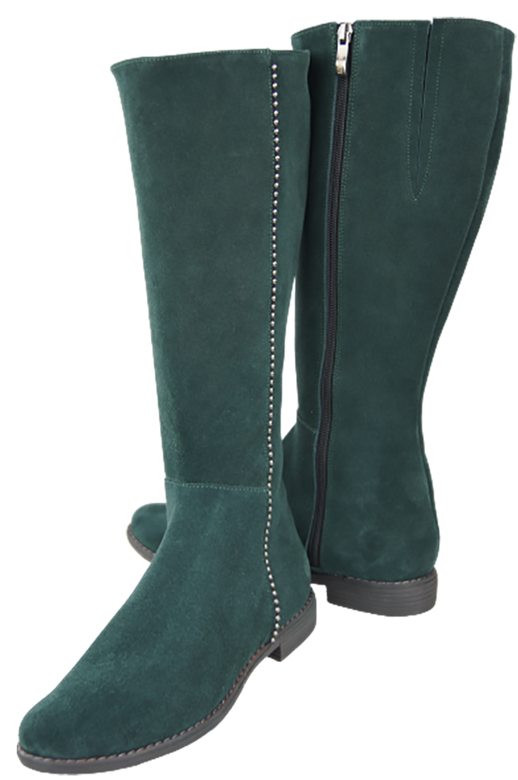 Schuhe Damenstiefel, Naturleder, Velour 153, Malachit ElitaBut