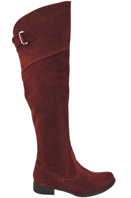 Schuhe Damenstiefel Stiefel Overknee-Stiefel, Naturleder, Velours, Burgund 154 ElitaBut