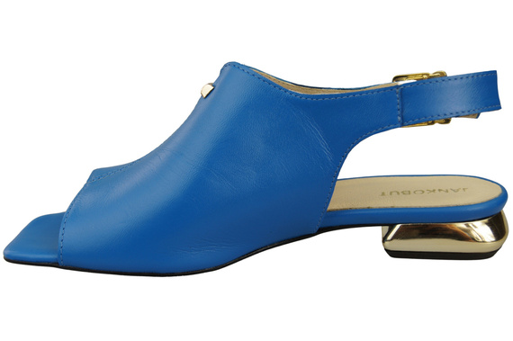 Bequeme Frauenschuhe Sandalen Blau Flacher Goldabsatz Naturleder 207 ElitaBut