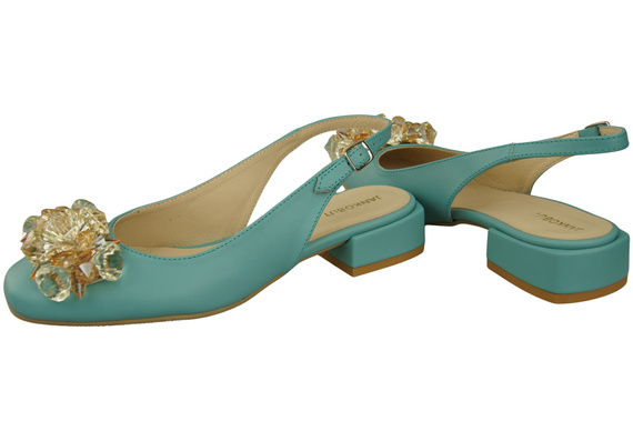 Damen Schuhe Türkis Sandalen mit Kristallen Naturleder 215 ElitaBut