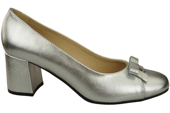 Damen Pumps mit Schleife Silber Naturleder und niedrigem Absatz 203 ElitaBut
