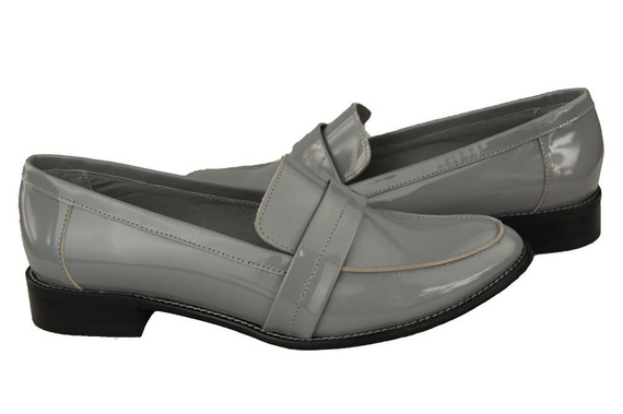 Schuhe Damen Mokassins Naturleder Grau lackiert 139 ElitaBut