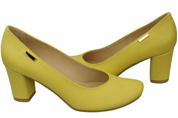 Klassische Damen Zitrone Leder Mandel Nase Pumps 201 ElitaBut