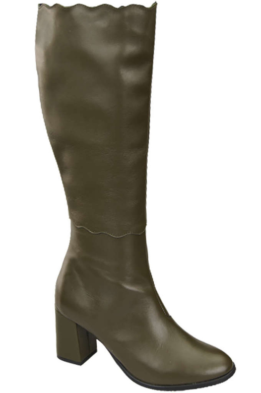 Klassische Damenstiefel, Naturleder, Olive 176 ElitaBut