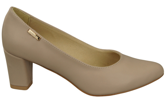Klassische Glatt Damen Cappuccino Blass Naturleder Schuhe 213 ElitaBut