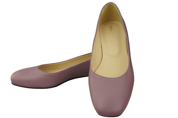 Flache Frauen Schuhe Lilienfarben Dekorative Ferse Naturleder 209 ElitaBut