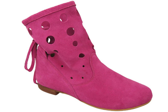 Schuhe Damen-Stiefeletten, natürliches Veloursleder, Fuchsia 160 ElitaBut