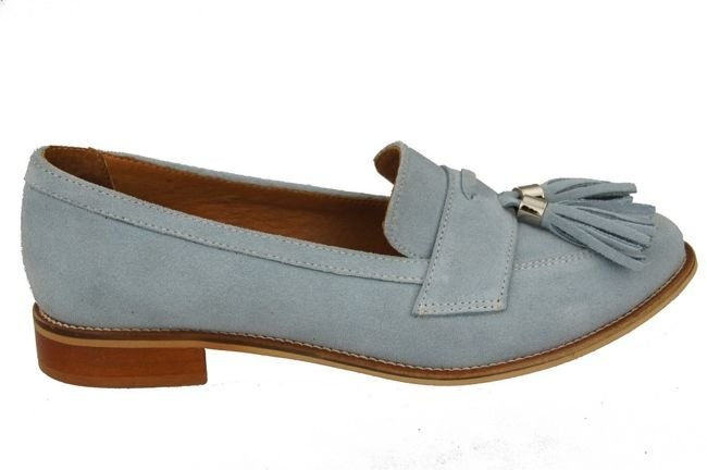 Schuhe Damen Mokassins, Naturveloursleder, Blau 134 ElitaBut