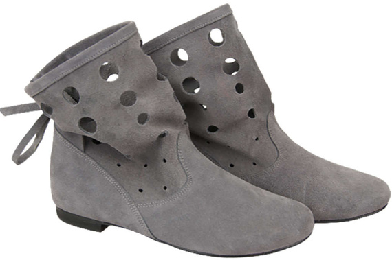 Schuhe Damen-Stiefeletten, natürliches Veloursleder, Grau 160 ElitaBut