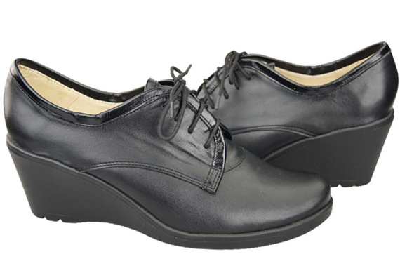 Damenschuhe mit Keilabsatz, Naturleder, Schwarz 181 ElitaBut