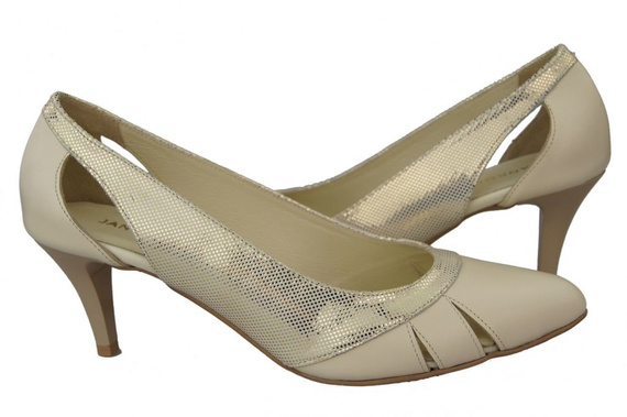 Damenschuhe Pumps Beige-Gold Naturleder 995 ElitaBut
