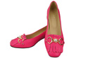 Damenschuhe Pumps verziert mit Fransen Neonrosa Naturleder 195 ElitaBut