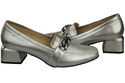 Damenschuhe mit Zierkette Pumps Mokassins Naturleder 193 Silber ElitaBut