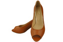 Damenschuhe PEEP TOE Pumps aus rotem Naturleder mit beschichtetem Absatz 192 ElitaBut