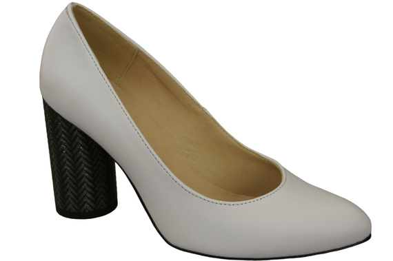 Damenschuhe Pumps Weiß Naturleder Bunter Zierabsatz 194 ElitaBut