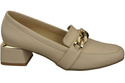 Damenschuhe mit Zierkette Pumps Mokassins Naturleder 193 Beige ElitaBut