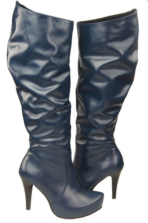 Damen-Plateaustiefel, Naturleder, Marineblau 120 ElitaBut