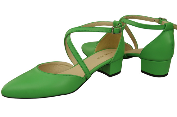 Damen Sandalen Echtleder Limette mit Riemen Niedriger Absatz 223 ElitaBut