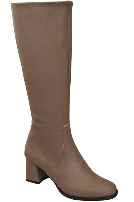 Bequeme Damen Cappuccino Dunkel Niedrig Absatz Stiefel Naturleder 212 ElitaBut
