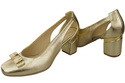 Schuhe Damen Gold Pumps aus Naturleder mit dekorativem Absatz 199 ElitaBut