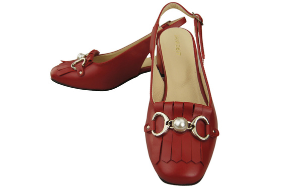 Damenschuhe Rot Sandalen mit Fransen verziert Naturleder 208 ElitaBut