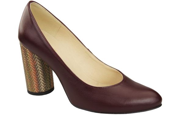 Damenschuhe Pumps Burgund Naturleder Bunter dekorativer Absatz 194 ElitaBut