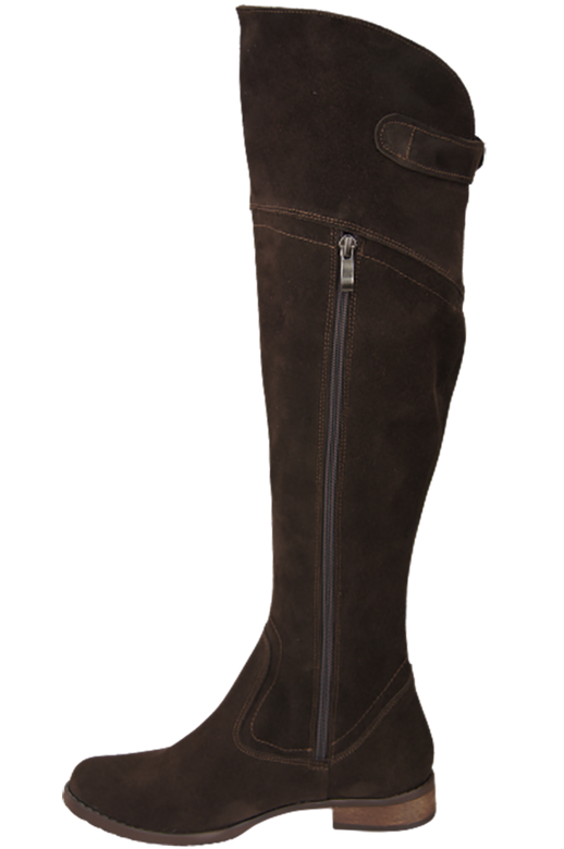 Schuhe Damenstiefel Stiefel Overknee-Stiefel, Naturleder, Velours, Schokolade 154 ElitaBut