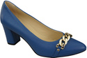 Klassische Frauen Blaues Naturleder Schuhe mit Gold Ornament Kette 200 ElitaBut