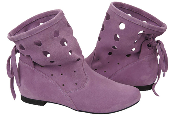 Schuhe Damen-Stiefeletten, natürliches Veloursleder, Lila 160 ElitaBut