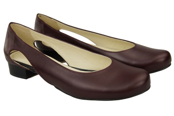 Damen-Ballerinas Burgunderrotes Naturleder 103 ElitaBut