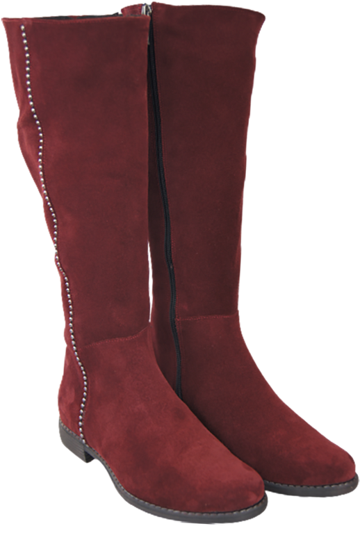 Schuhe Damenstiefel, Naturleder, Velours 153, Burgund ElitaBut