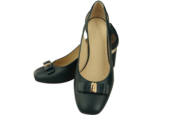 Schuhe Damen Malachit Pumps aus Naturleder mit dekorativem Absatz 199 ElitaBut